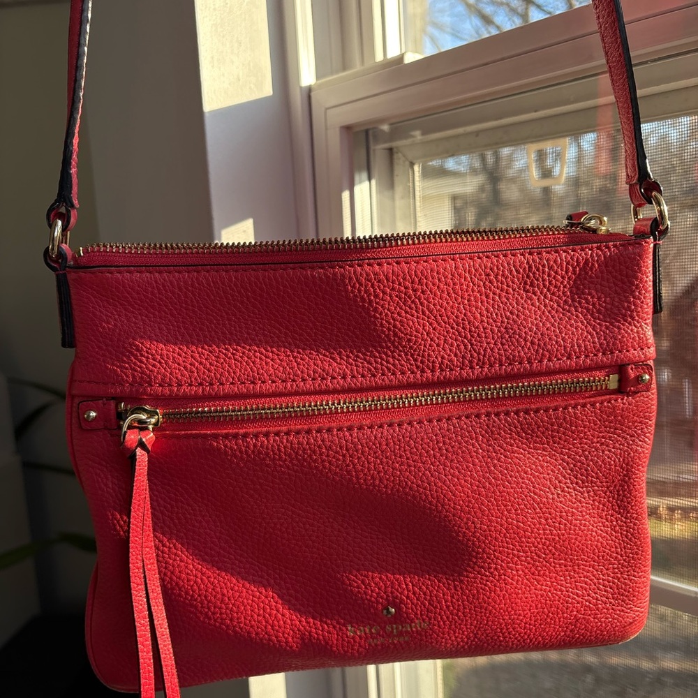Kate Spade Jackson Street Gabrielle Cherry Red Leather Crossbody Bag Purse